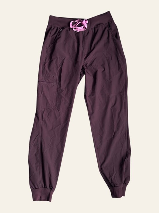 Figs Pants - FIGS Technical Collection Slim Cargo Scrub Jogger Pants Plum Burgundy Pull On M